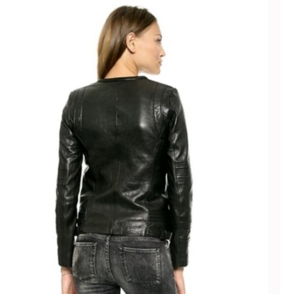 IRO Joss Lamb Leather Moto Jacket Black - Picture 8 of 8